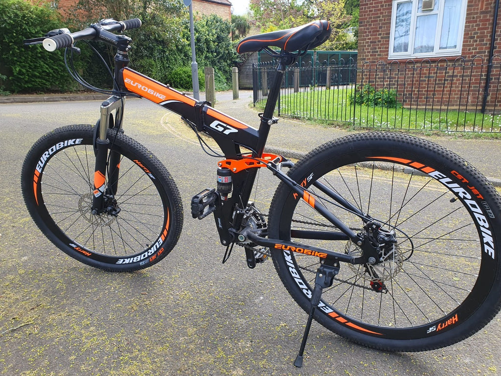 Eurobike Folding Mountain Bike for Adults Full Suspension Bicycle 26/27.5 inch