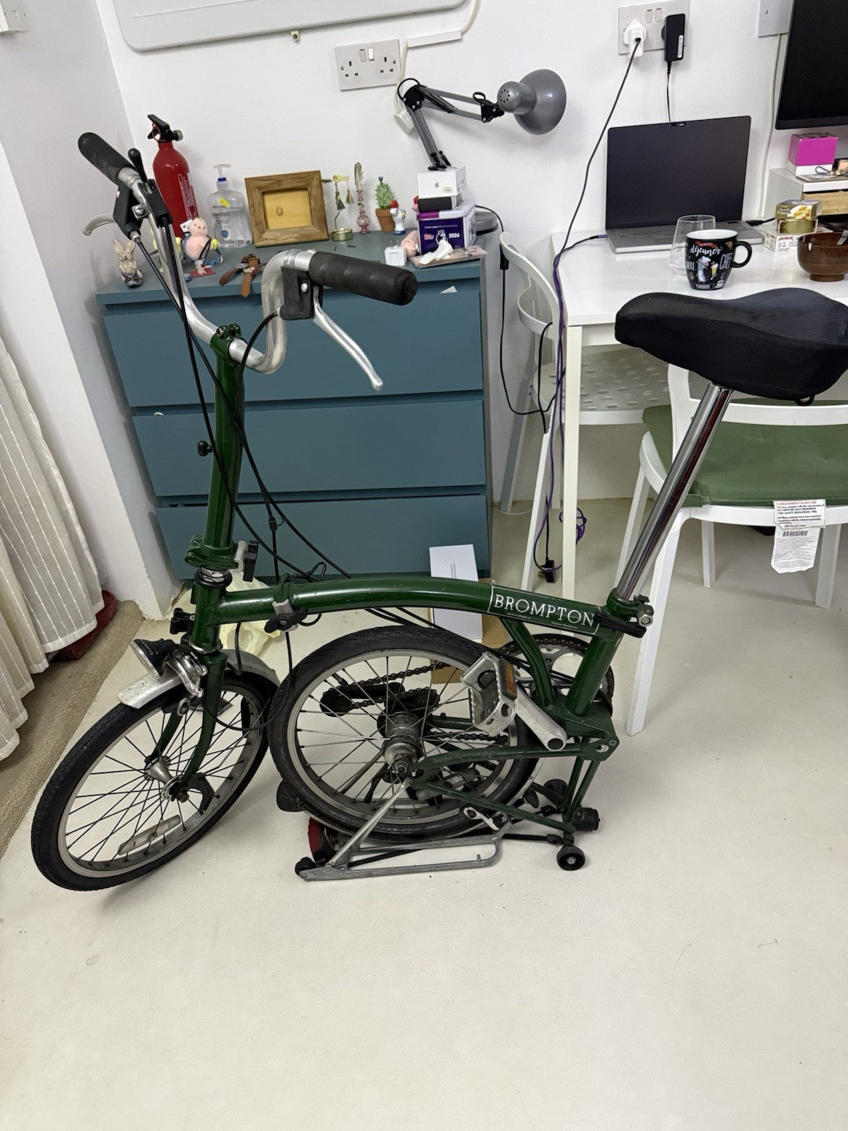 Brompton M3R Folding Bike Green, Mudguards & Rear Rack, Side Pull Caliper