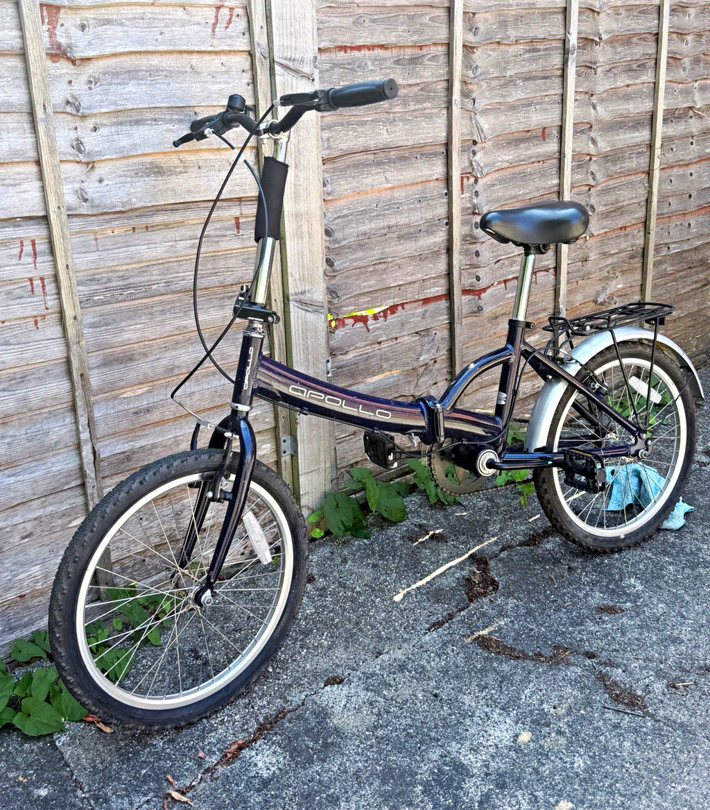Apollo Folding Bike 20 in Blue/Black Rear Rack Mudguards Caliper Brakes