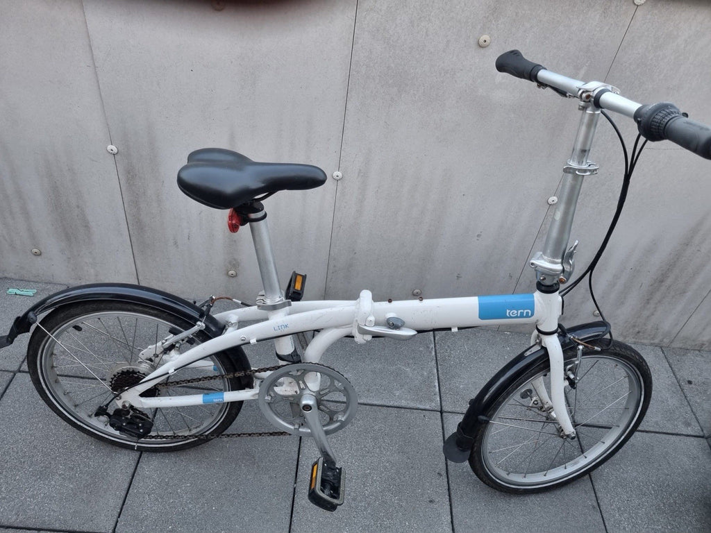 Tern 20in White/Blue Folding Bike Mudguards Kickstand Grip Shifter