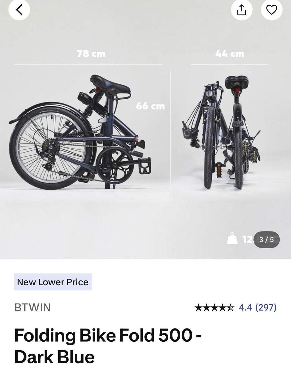 BTWIN 500 Folding Bike 20-inch Dark Blue