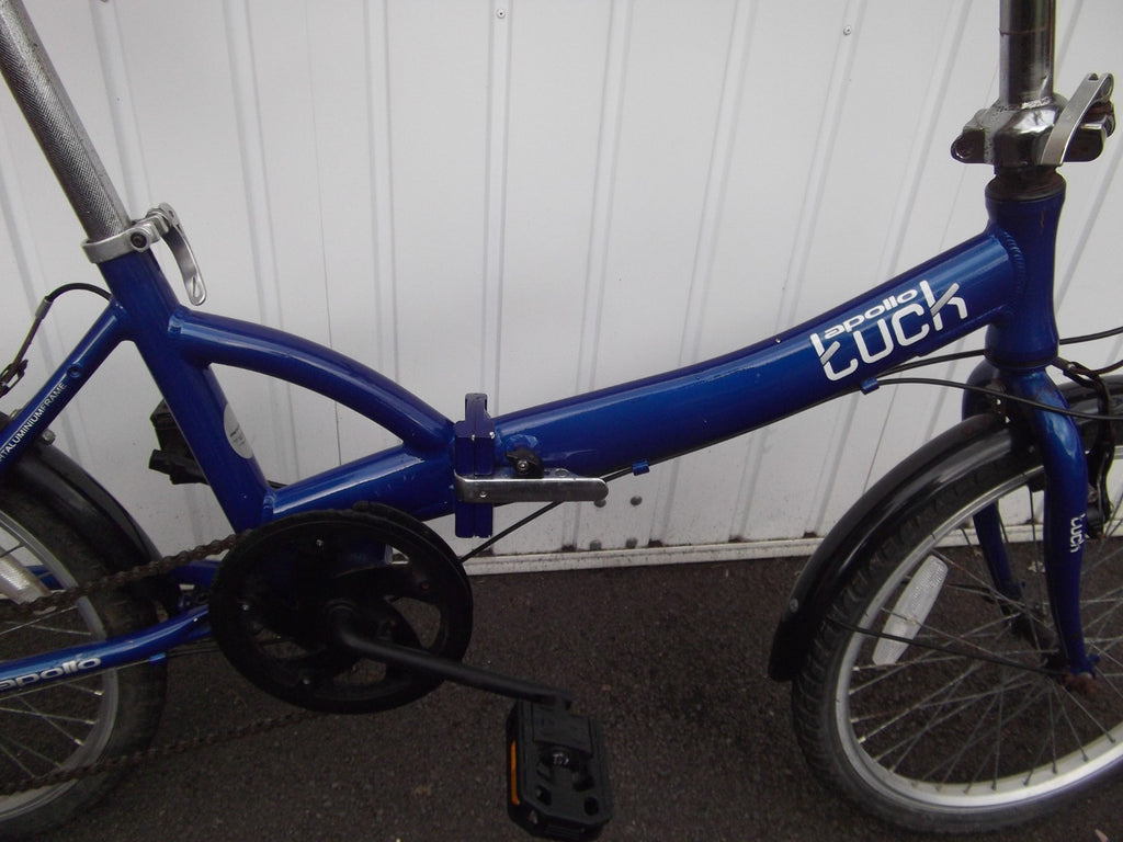 Apollo Tuck Folding Bike 20in Blue 6-Speed V-Brake Kickstand