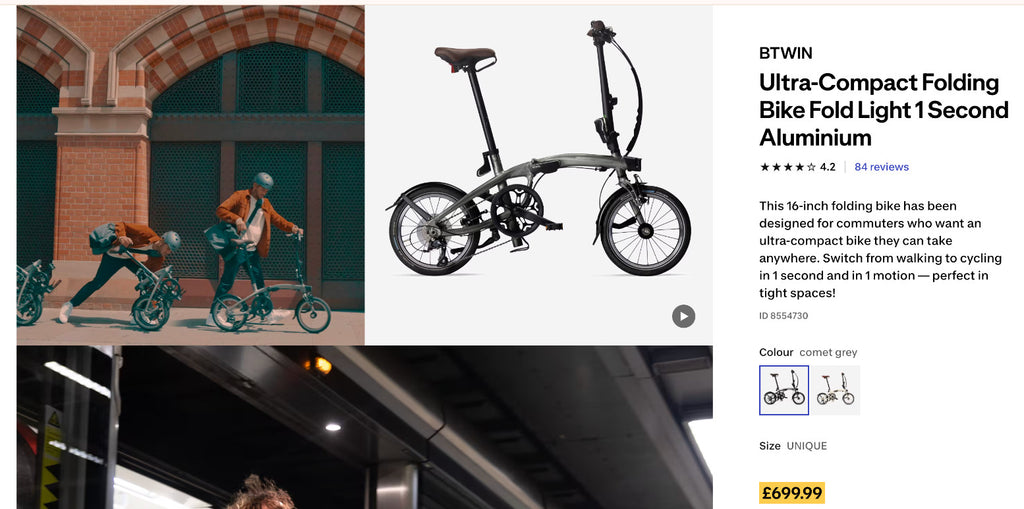 Btwin Ultra-Compact Folding Bike Fold Light 1 Second Aluminium -great condition