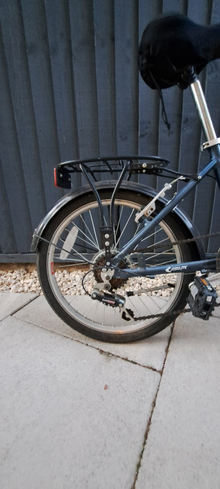 Raleigh Folding Bike 20in Blue Caliper Brakes Derailleur Rack Mudguards