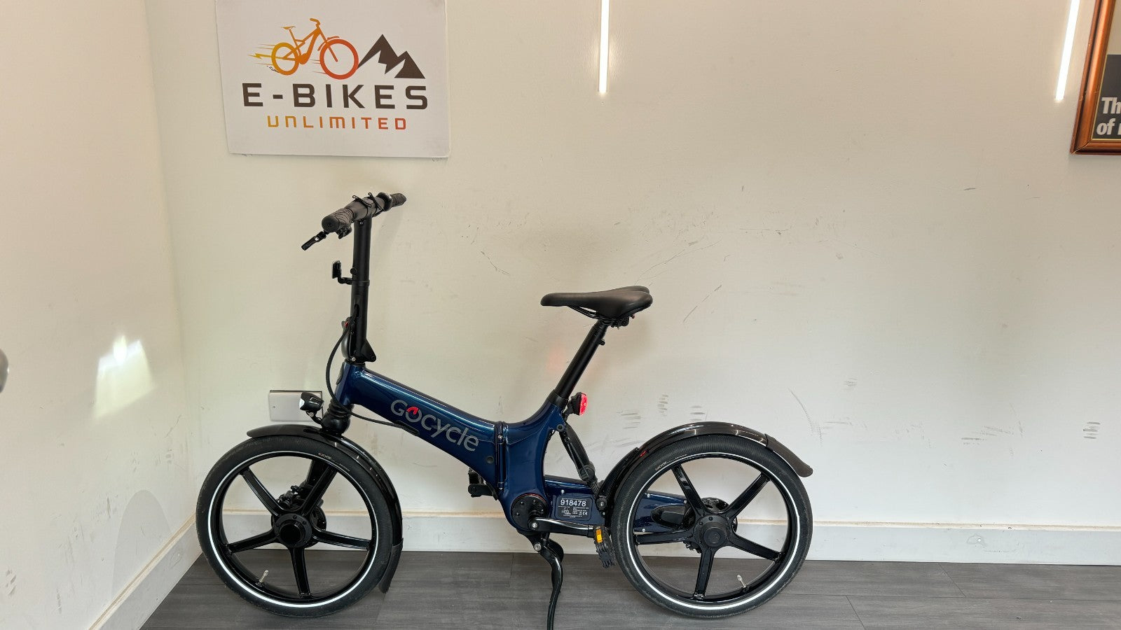 GoCycle GX Blue Folding Bike with only 200 miles Mudguards lights EXCELLENT