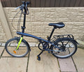 B'Twin 20in Folding Bike Black/Green, Rear Rack, Mudguards, V-Brakes