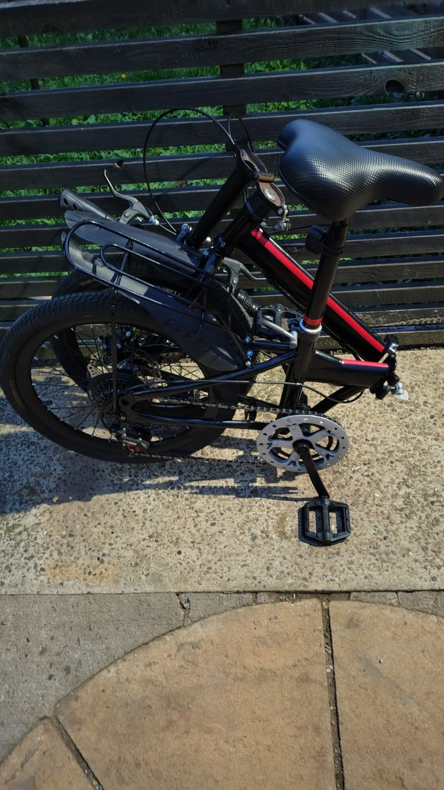 SRAM 20in Folding Bike Black/Red Disc Brakes Mudguards Rear Rack