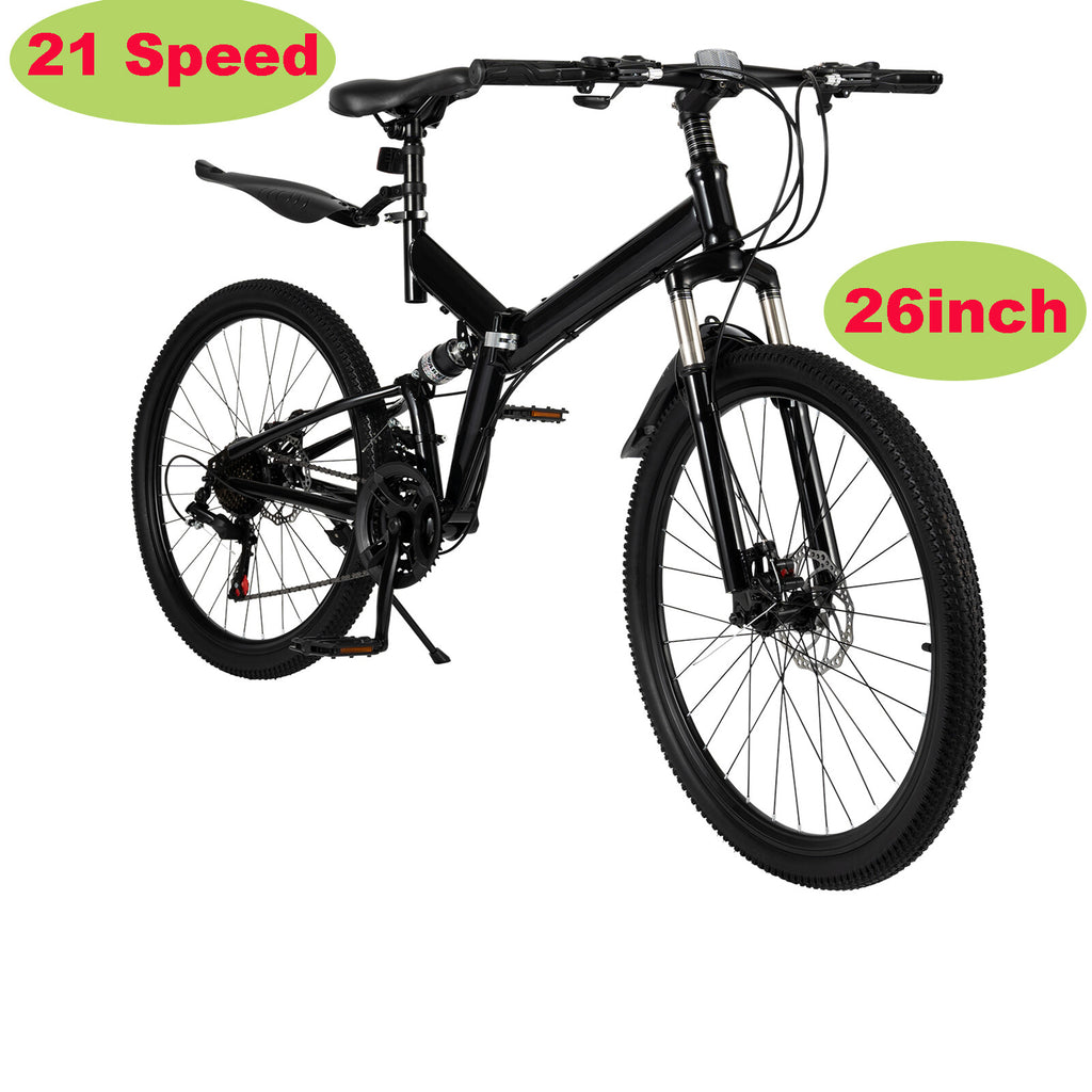 26 inch Folding Bikes Mens Mountain Bike Full Suspension Disc Brake Bicycle