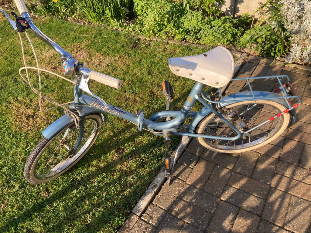 The Vintage Retro 1970s Hercules Compact folding bikes in blue