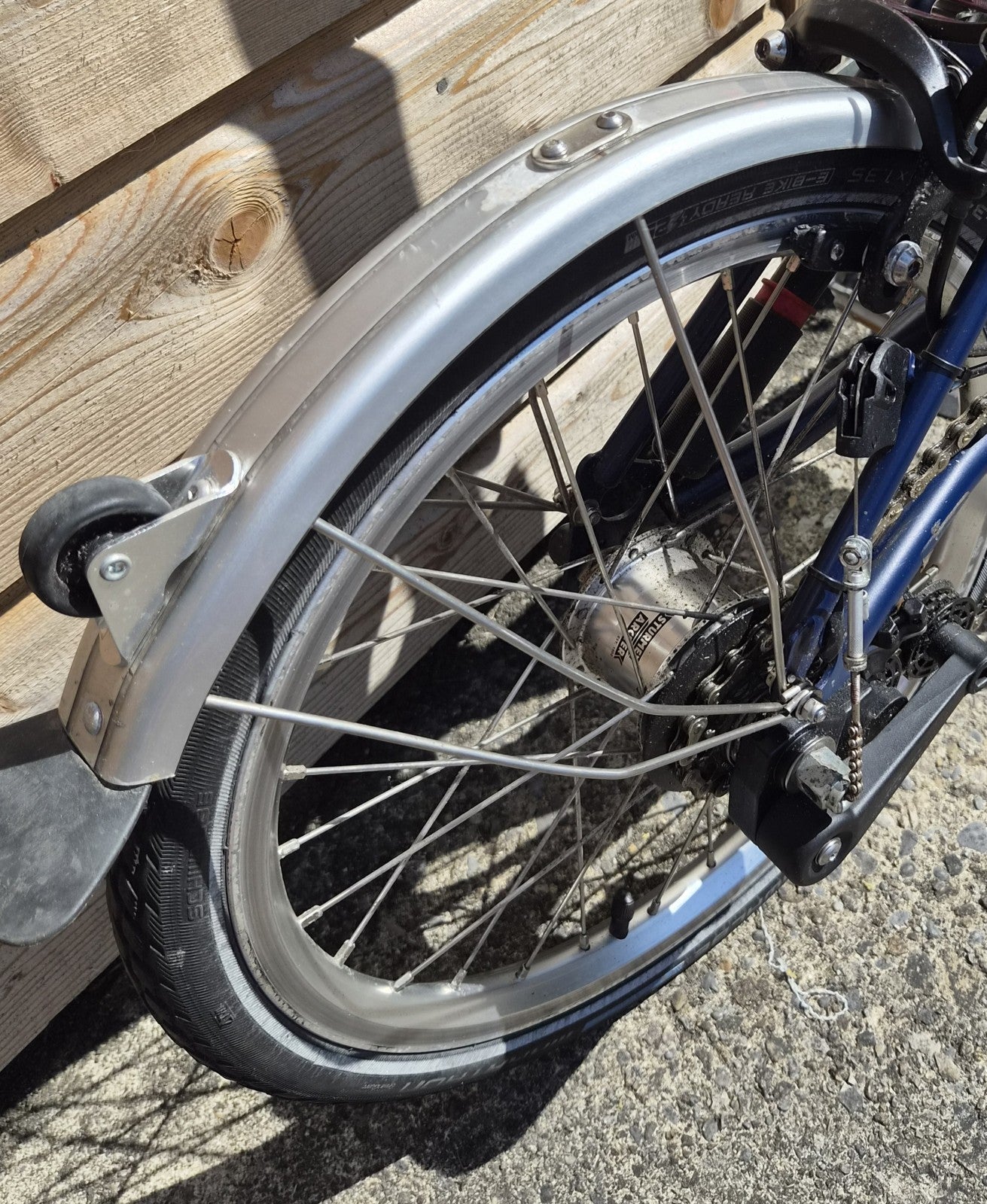 Brompton 16in Folding Bike Blue with Silver Mudguards Headlight Rear Light