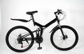 26in Folding Mountain Bike Black 21-Speed Derailleur Disc Brakes Full Suspension