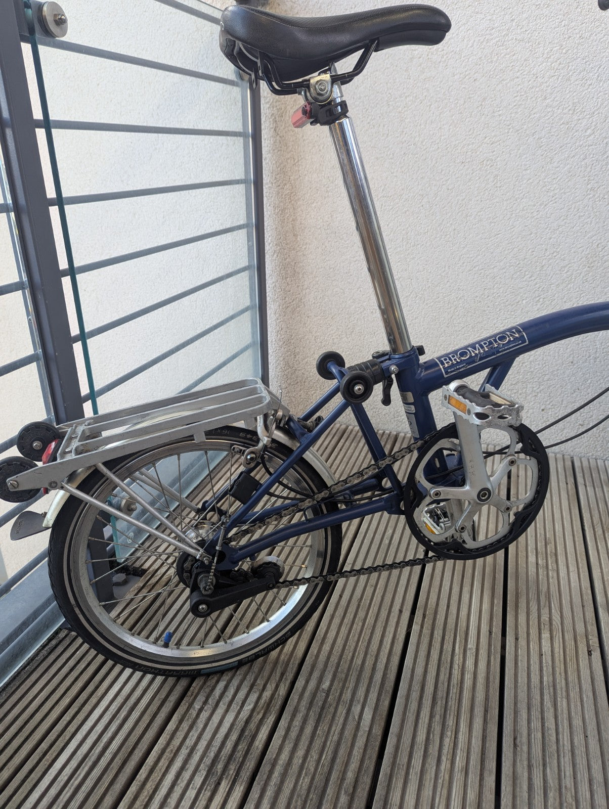Brompton M3L Folding Bike Tempest Blue 3 Speed – Rack, Lights, Extras