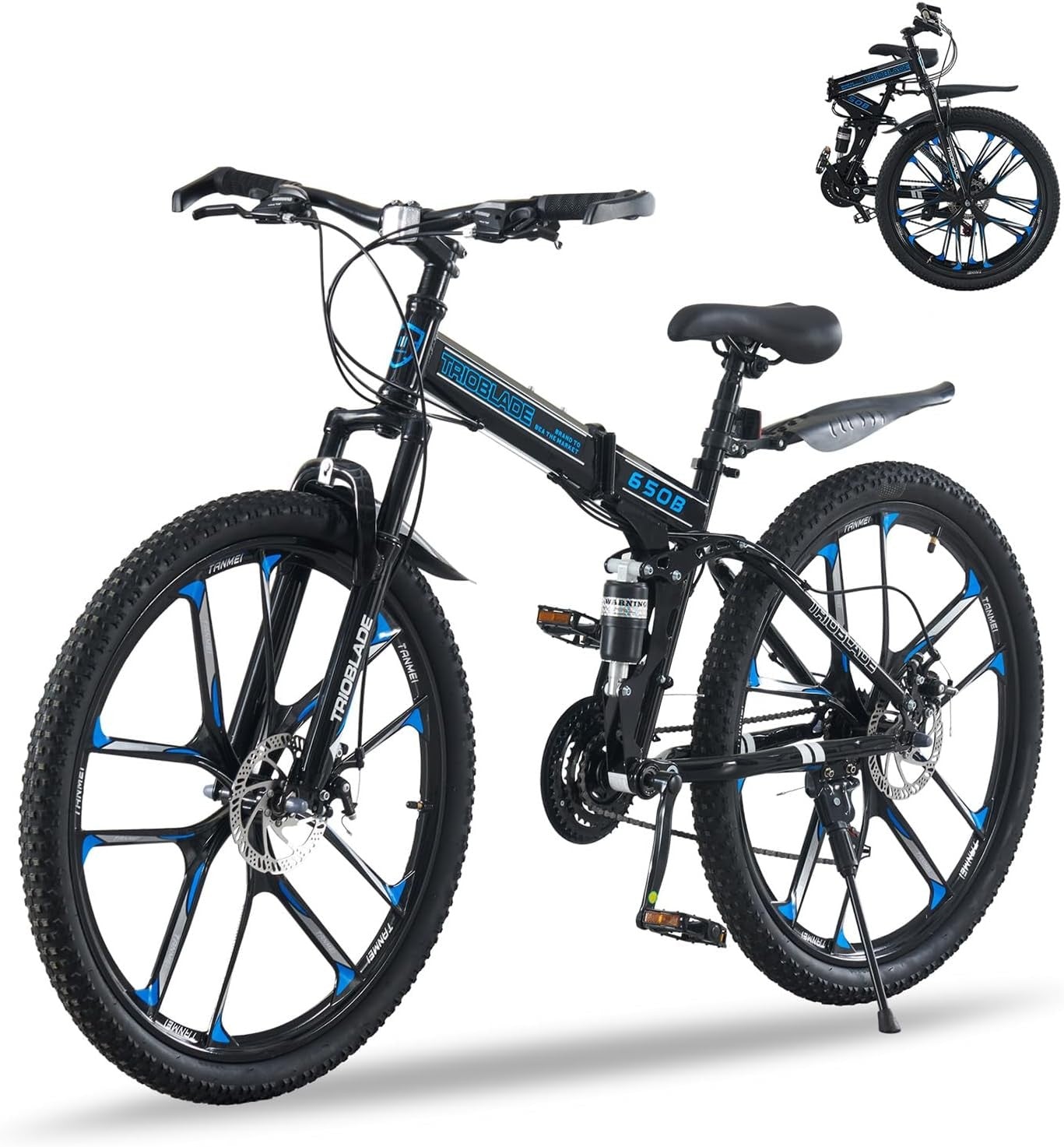 Trioblade 21-Speed 10 Spoke Wheels Foldable Mountain Bike 16" Frame Black (Dent)