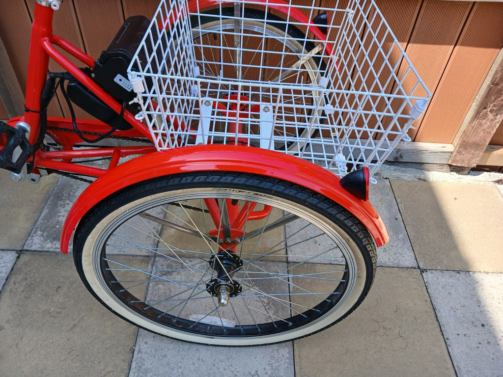 Scout Tricycle Folding 6-Speed Shimano 24" E Trike 3 Wheel Bicycle - In Red