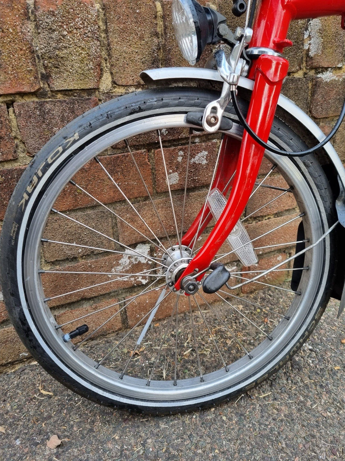 Brompton Folding Bike Red 16in Wheels Small Frame Rear Rack Mudguards Reflectors