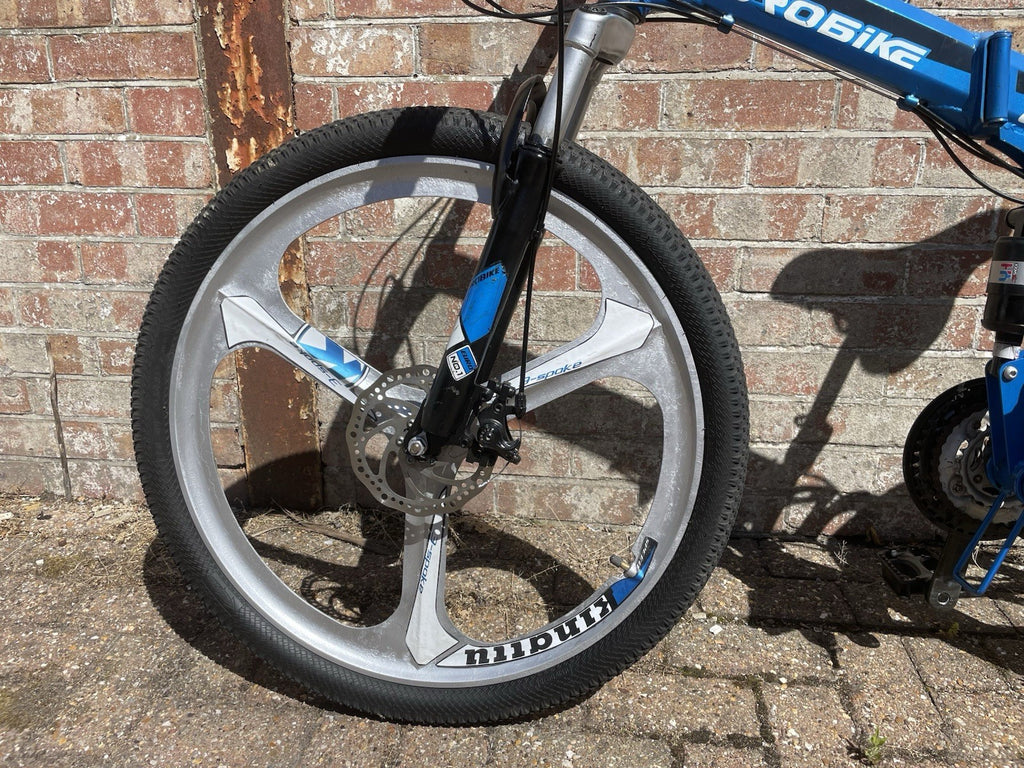 EUROBIKE G4 Folding Full Suspension Mountain Bike 26in Disc Brakes Blue