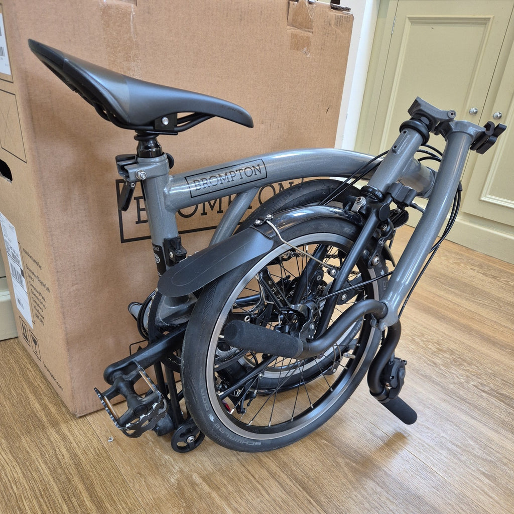Brompton P Line 4 Speed Titanium Folding Bike Silver Black