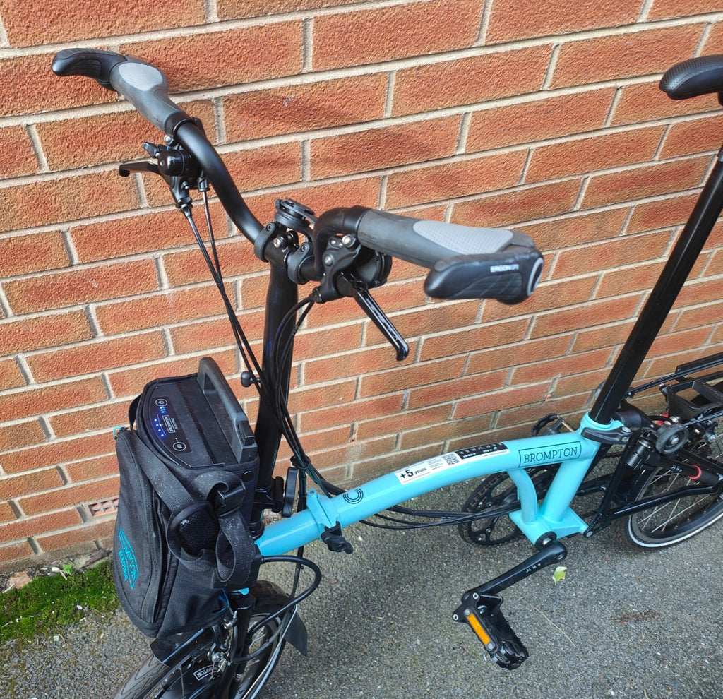 Brompton Electric C-Line, High. 6-speed. Turkish Green. Large and Small bags