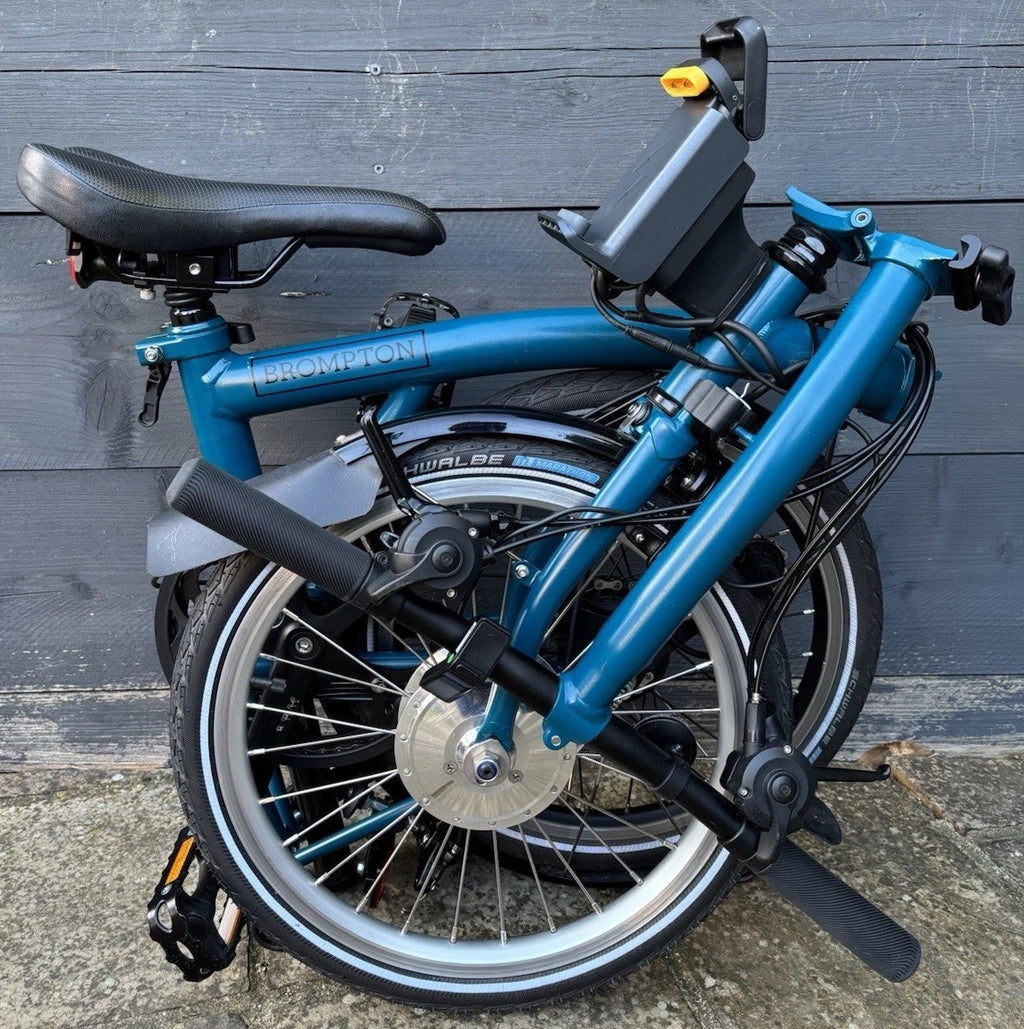 2023 Brompton C Line 6 Speed Urban Folding bicycle in Ocean Blue + Swytch E Kit