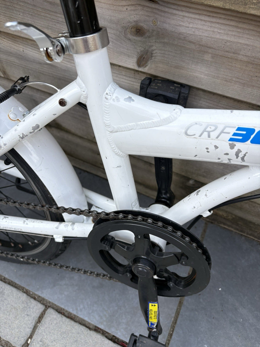 Cross CRF300 Folding Bike 20" Wheels White 6 Speed Aluminium Mudguards V-Brake