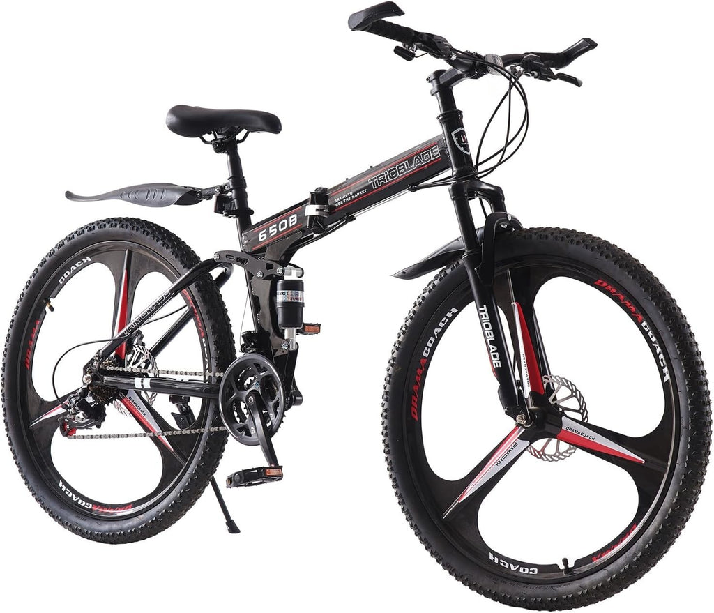 Foldable 26" Mountain Bike Dual Suspension 21-Speed 3-Spoke Wheels