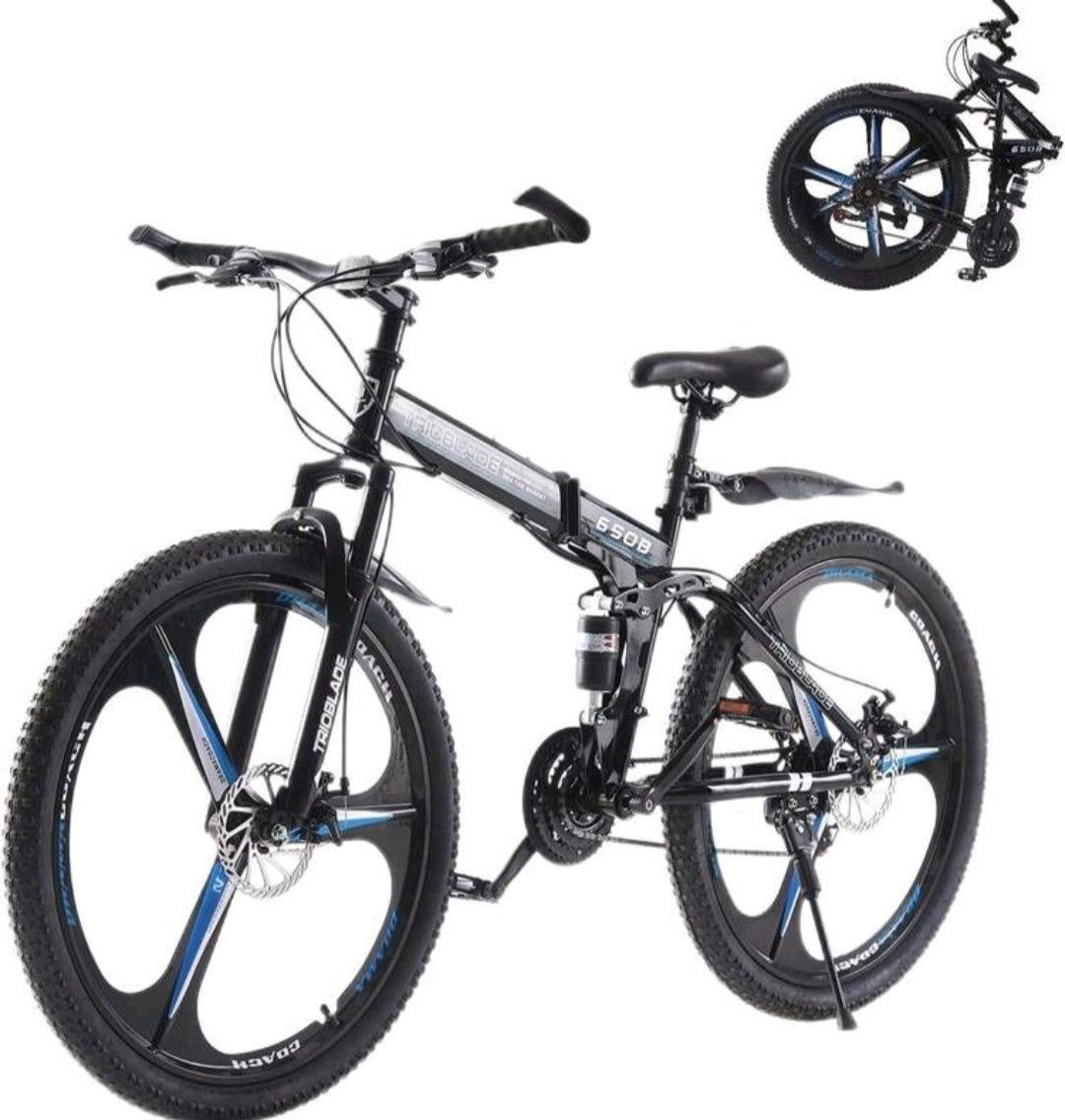 24"-27.5"Folding Mountain Bike 21Speed Full Suspension Bicycle For Men WomenGift