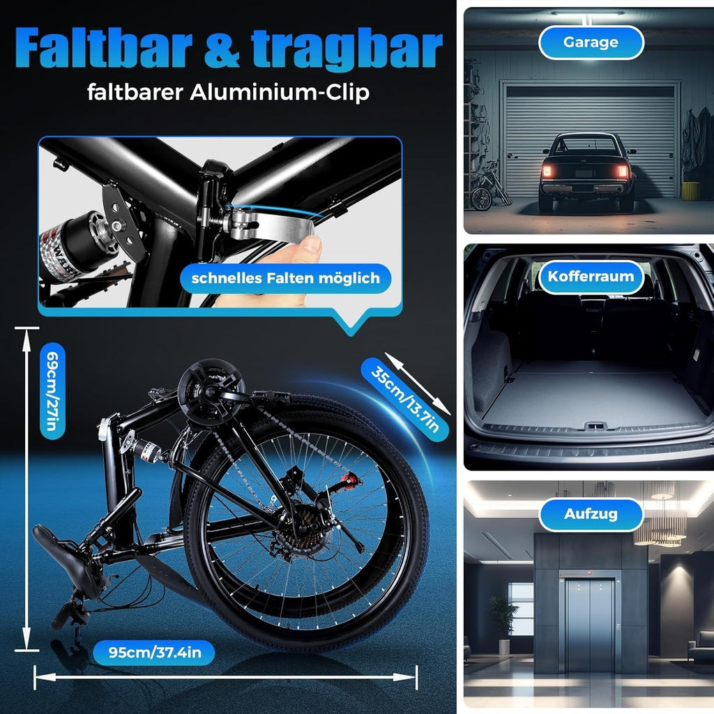 26 Inch Folding Mountain Bike, Mountain Bike Full, Suspension Disc Brake Bicy...