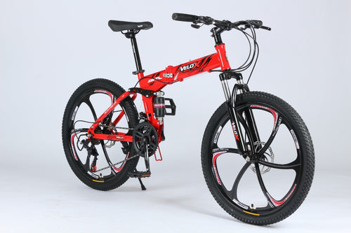 24"/26" Folding Mountain Bike – Full Suspension, Disc Brakes, Lightweight Frame