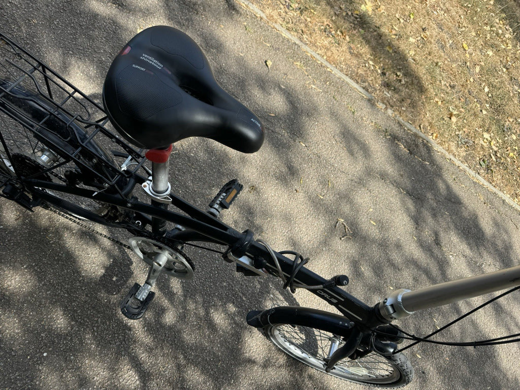 ORUS 20” Folding Bike 7 Speed Shimano Alloy Adult Bicycle Black Pannier Rack