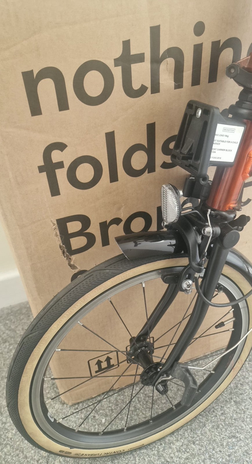 Brompton P Line 12 speed FLAME LACQUER + roller. Low £$🌎 Post📦🛫📮.RRP£2679