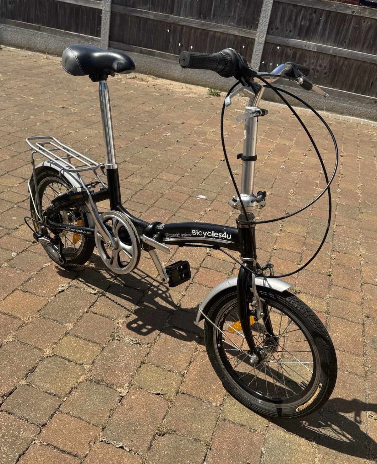 Bicycles4U Minimo Folding Bike 16in Black/Silver w/Rear Rack Mudguards