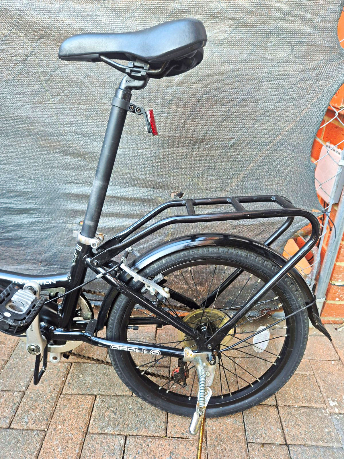 Apollo  Transition Folding Bike 20in Aluminium Black, Mudguards & Rear Rack