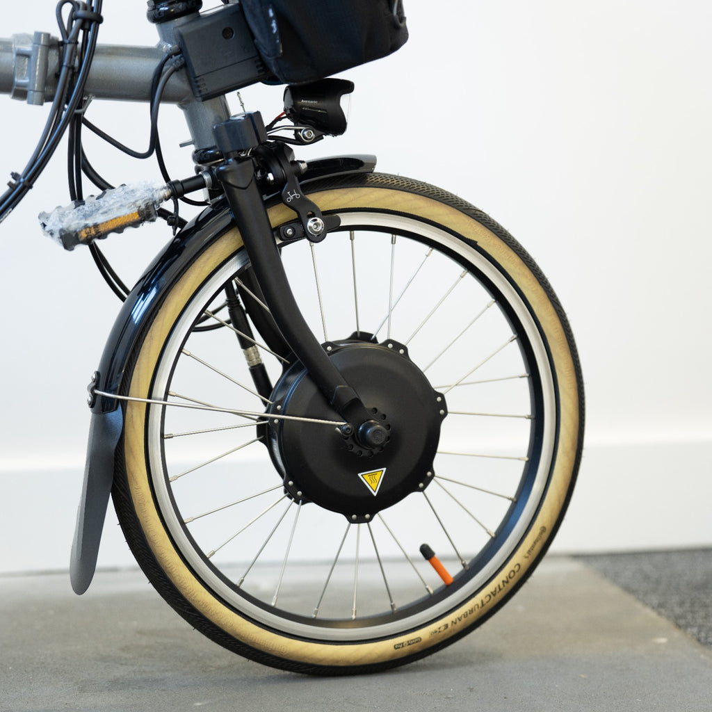 Brompton P Line Electric Storm Grey SMC Carbon Wheel Chris King Ti NOV 15.48kg