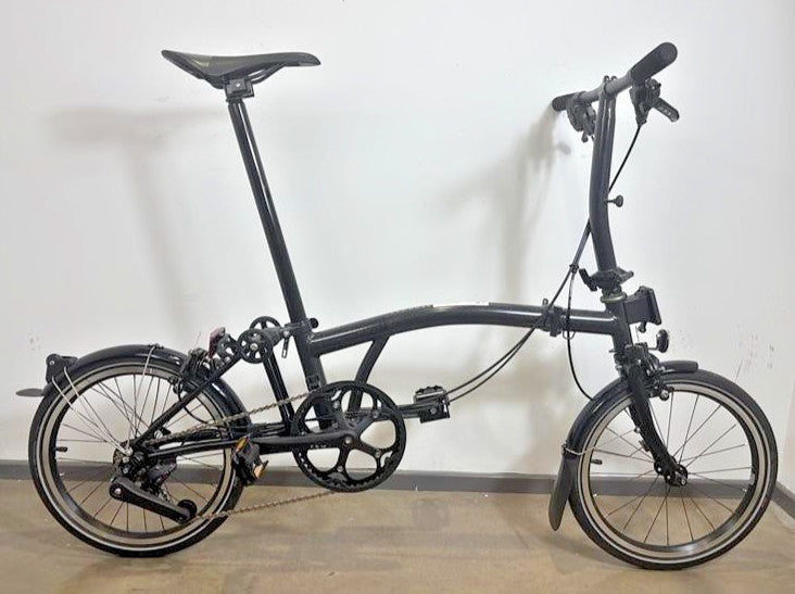 Brompton P Line 4 Speed 2022 Low Handlebar Folding Bike - Midnight Black