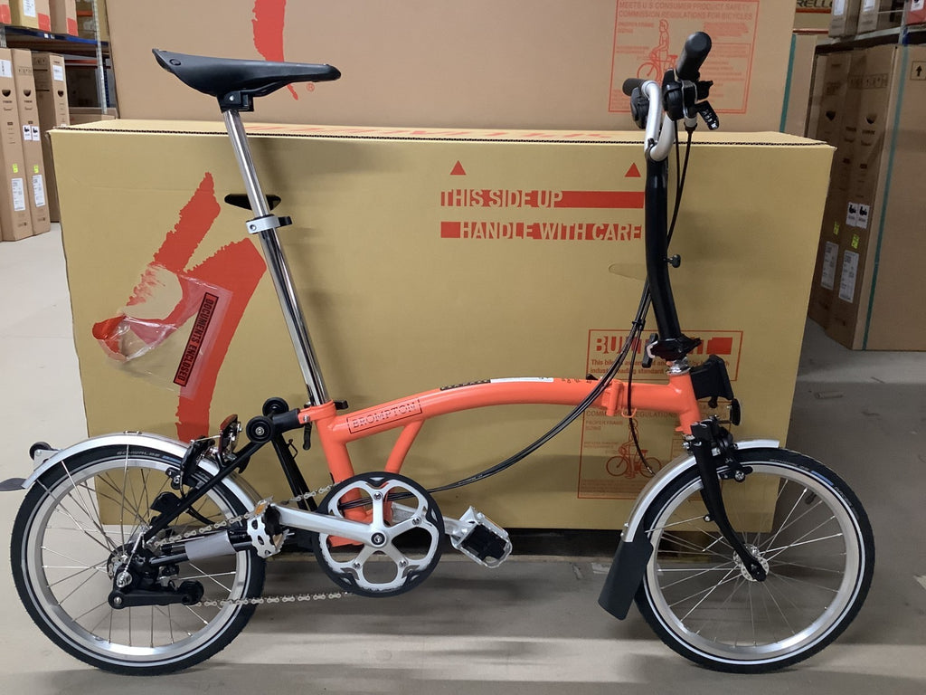 Brompton C-Line Explore Mid bar Folding Bike Fire Coral