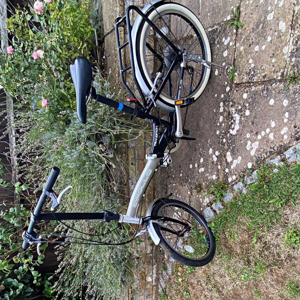 Apollo Transition 20 in Folding Bike with Rear Rack, Silver/Black