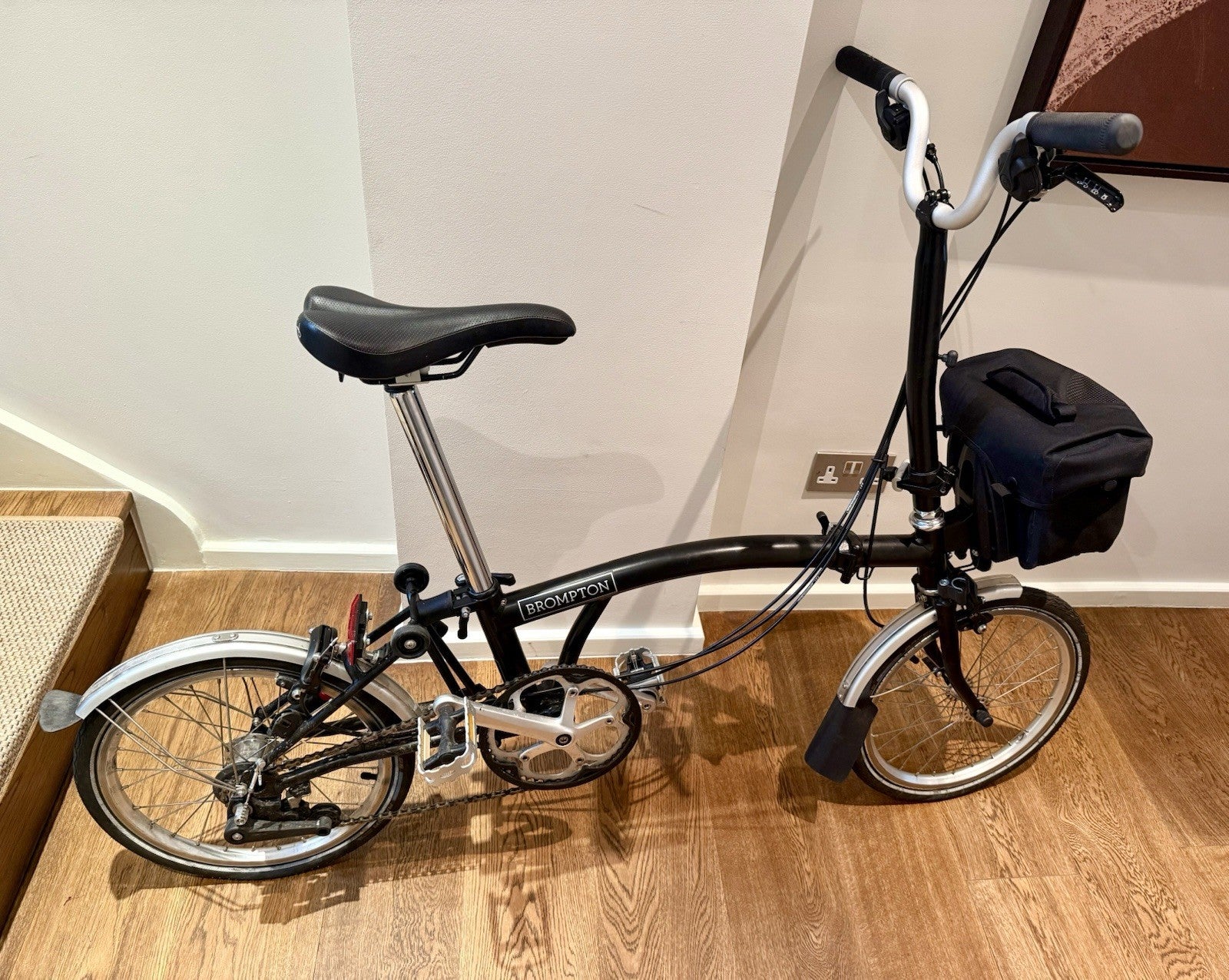 Brompton Folding Bike Black 6 Speed + 2xBrompton Bag, LITELOK, Lights & Cover
