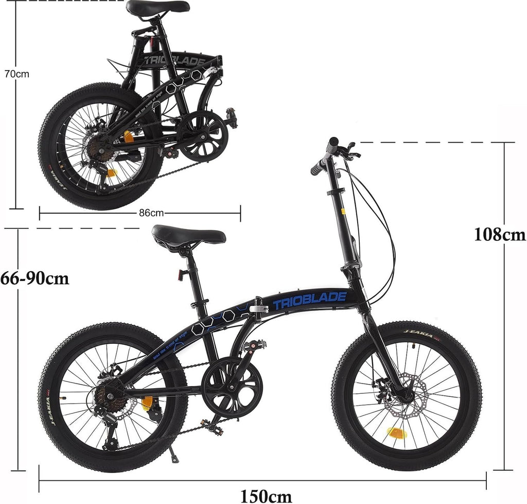 20" Foldable Bike 7-Speed Commuter Lightweight Disc Brake Compact