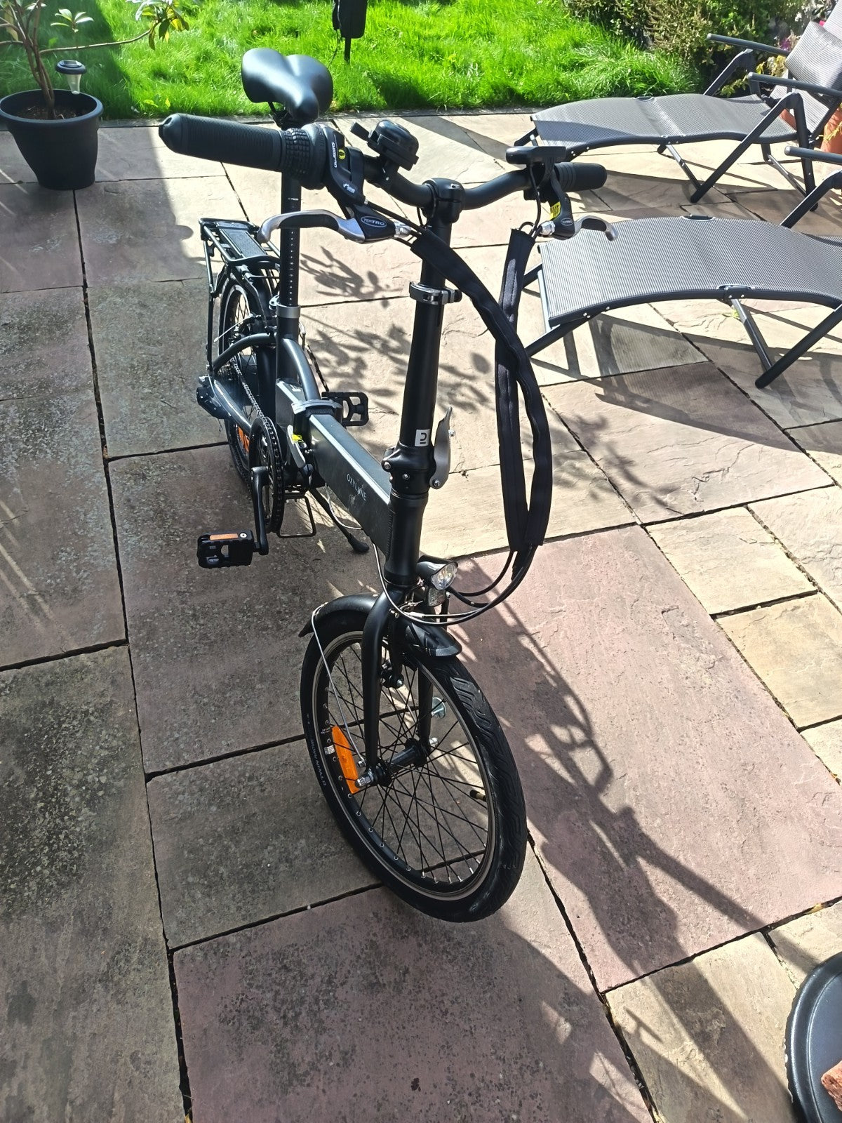 Oxylane 20in Folding Bike Grey/Black, Rack Mudguards Kickstand Reflectors