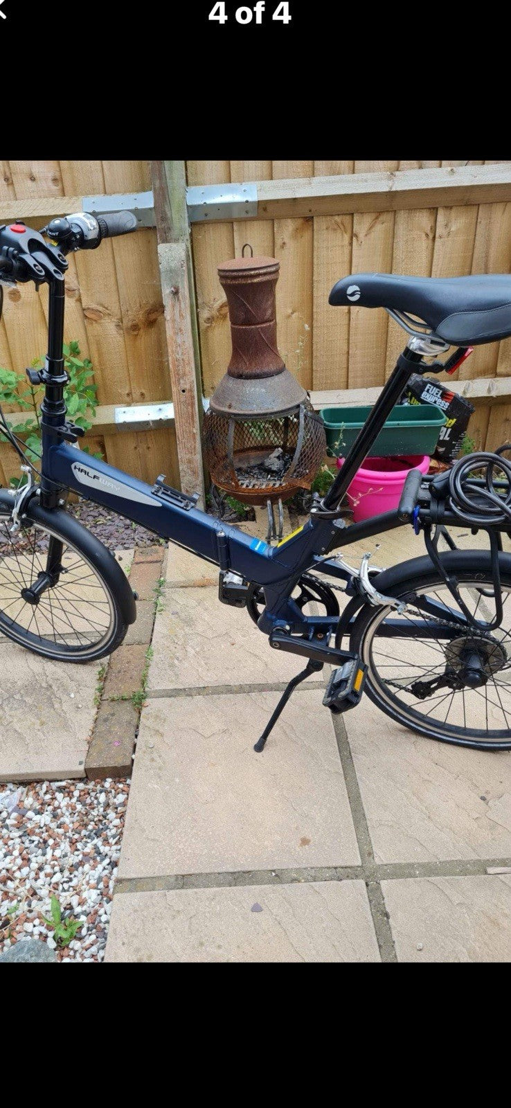 Blue Halfway Folding Bike with Front Shopping Basket  Halfway folding bike