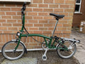 Brompton Folding Bike 16in Green/Silver w/ Front & Rear Lights Reflectors