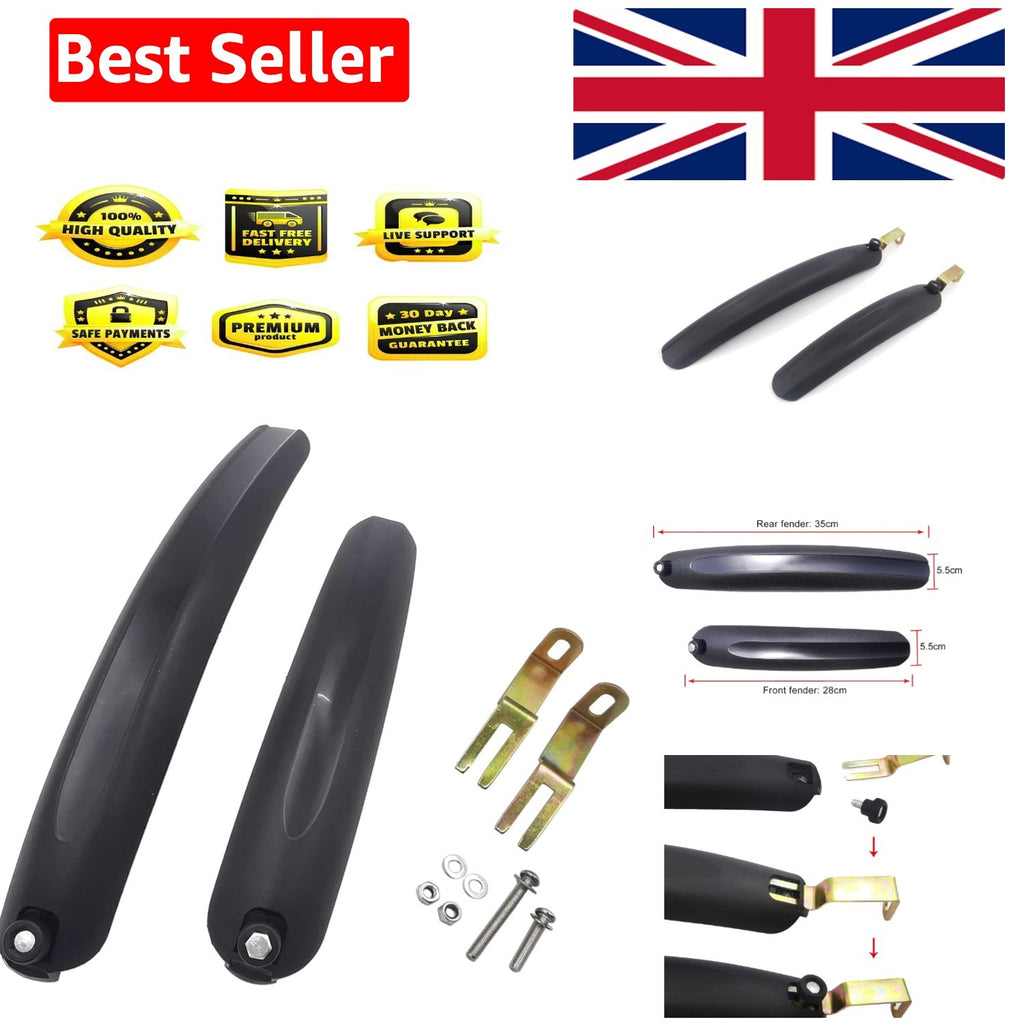 BMX Folding Bike Mudguard Set - Black, Front and Rear, PA Plastic, Small Wheel