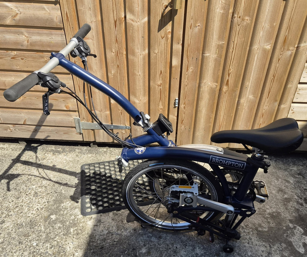 Brompton 16in Folding Bike Blue with Silver Mudguards Headlight Rear Light
