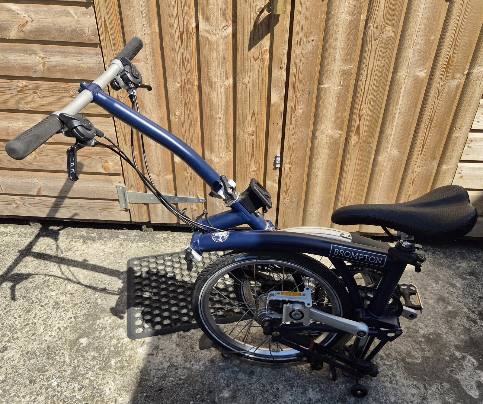 Brompton 16in Folding Bike Blue with Silver Mudguards Headlight Rear Light