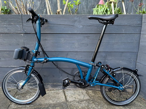 2023 Brompton C Line 6 Speed Urban Folding bicycle in Ocean Blue + Swytch E Kit