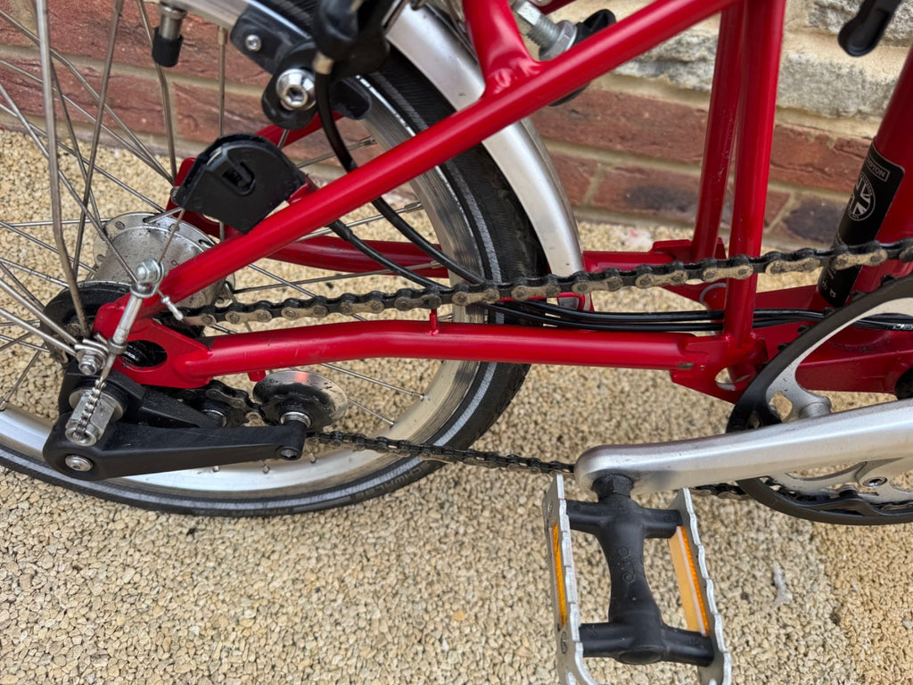 Brompton M3L Folding Bike - Red, 2021 year, Excellent Condition with Easy Wheels