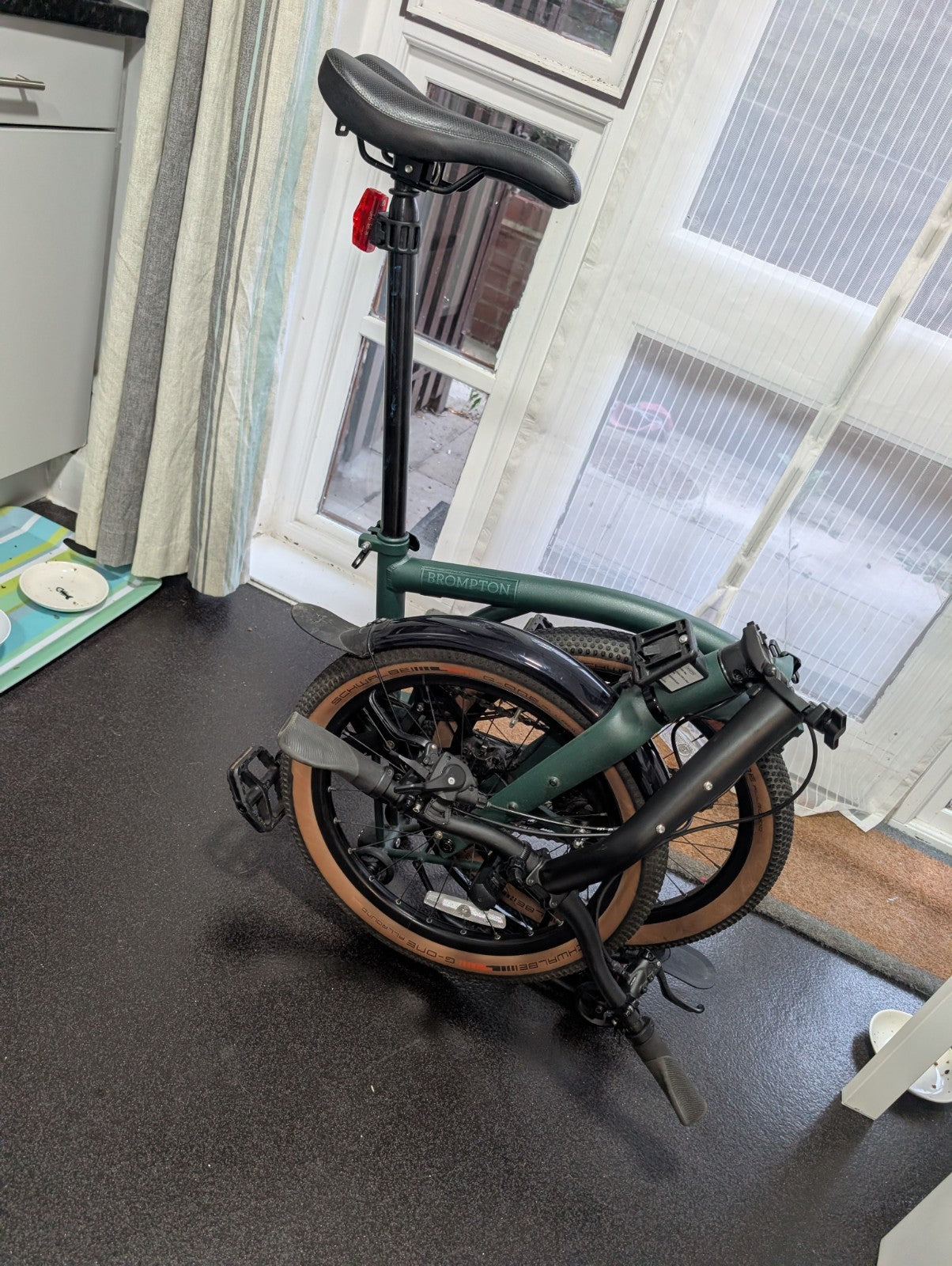 Brompton G Line with Optional Extras. 20" Rims, Green, 8-Speed, Rack, Mudguards