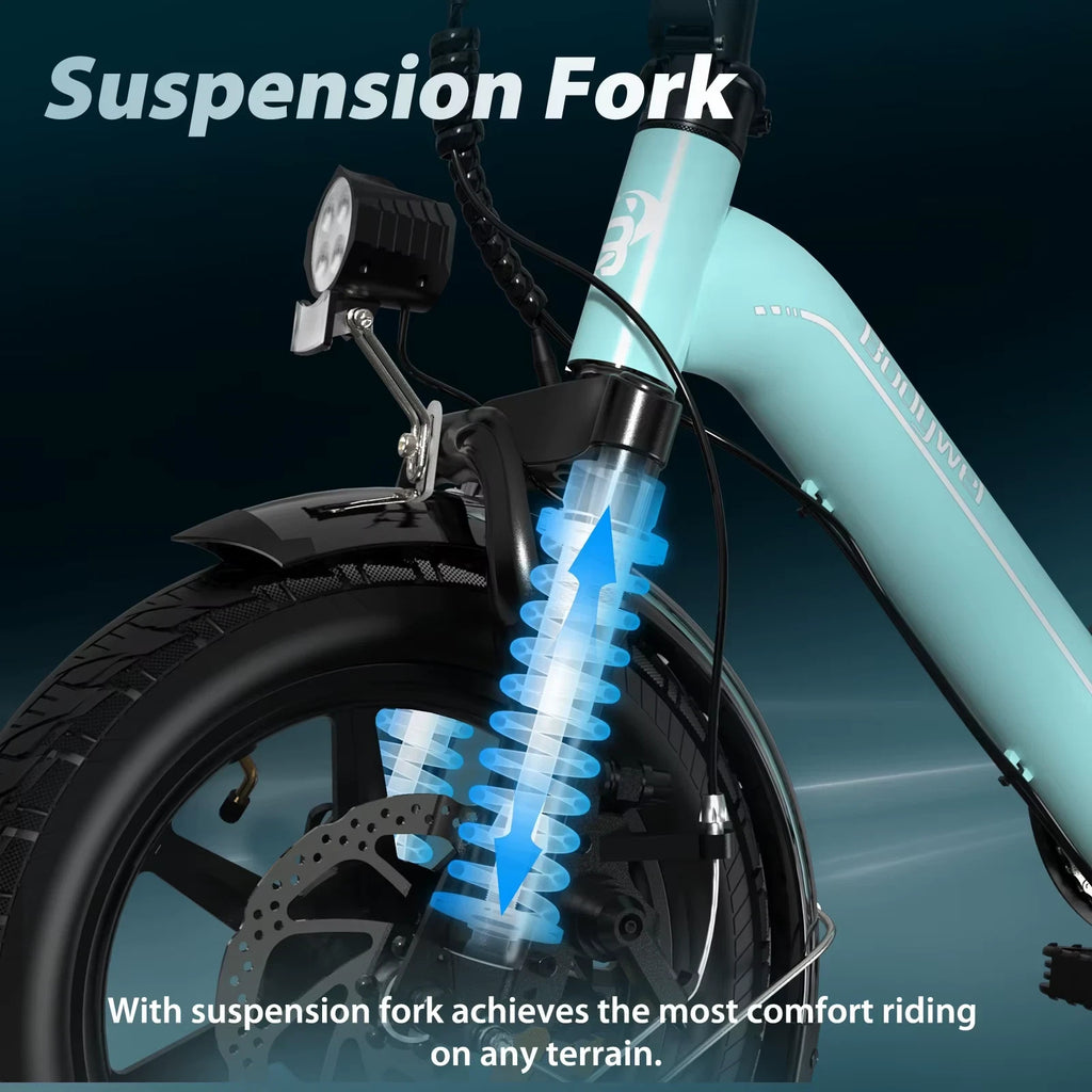 14" All-Terrain Folding commuter bike,21kg, 36V 10Ah,25KM/H,Full Disc,Rack-T16BL