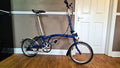 Brompton Folding Bike Blue 16in M Frame Cruiser Bar Caliper Brakes Mudguards