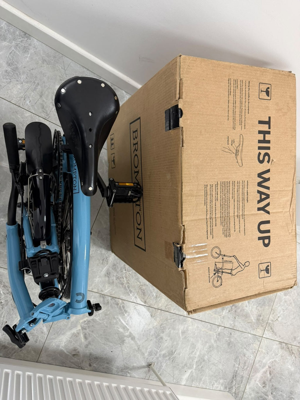 Brompton Folding Bike 16 in 4 Speed Blue/Black, Mudguards, Reflectors